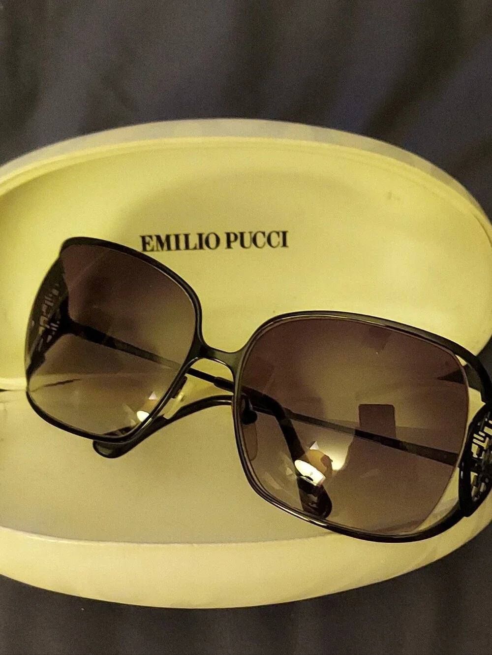 Emilio Pucci Black Frame Sunglasses with Brown Gradient Lenses